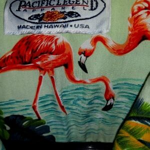 New PACIFIC LEGENDS Flamingoes Aloha Shirt.mens M